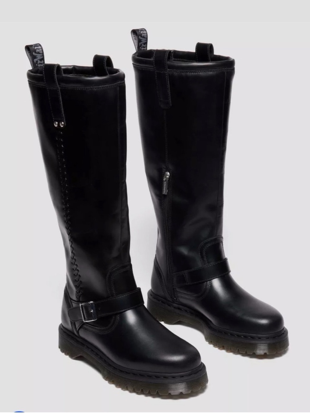 Dr. Martens Anistone Knee High Leather Boots in Black SZ M8/L9 NWOB